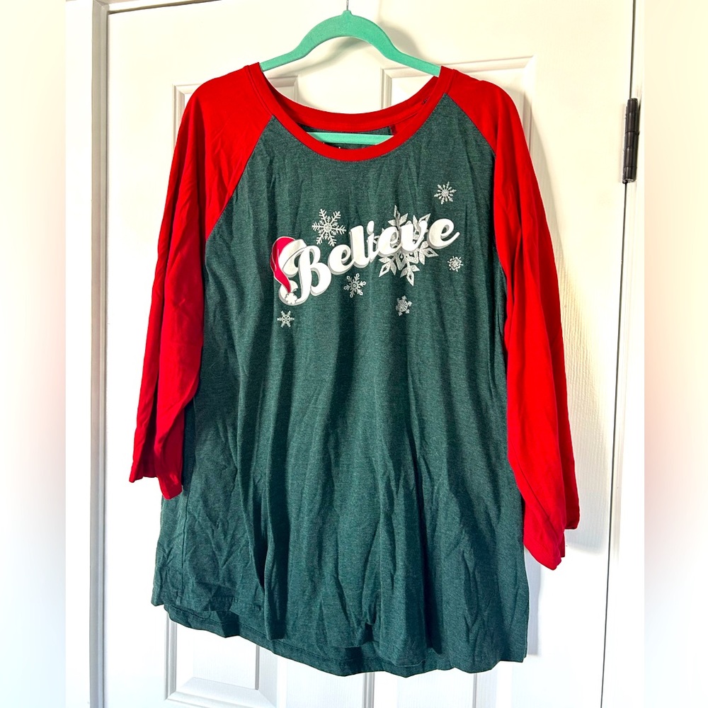 Ready for Santa! Natural Reflections “Believe” 3/4 sleeve tee 2X